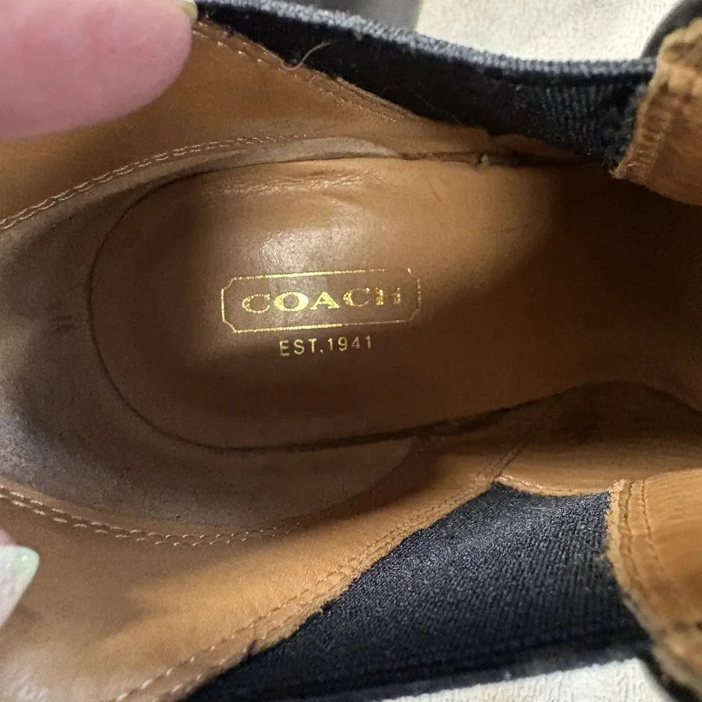 Coach Farah Wedge Ankle Boots Black Leather Chelsea Style Women’s Size 9B - Picture 4 of 8